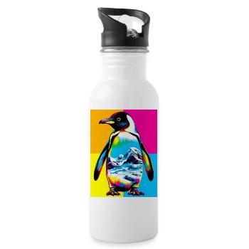 penguin - Water bottle with straw - white - Right