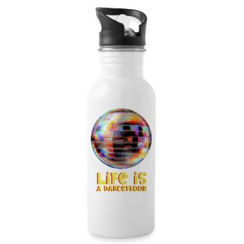 Disco Globe with Bright Colors - Water bottle with straw - white - Right