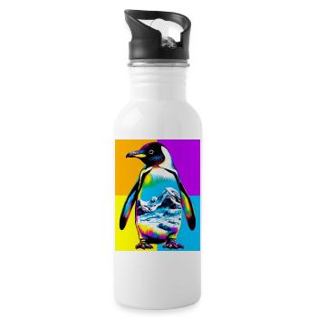 penguin - Water bottle with straw - white - Right