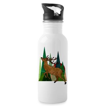 Hirsch - Trinkflasche mit integriertem Trinkhalm - Weiß - Rechts