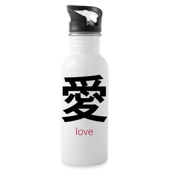 愛 – Ai, Japanese Love - Gourde avec paille intégrée - blanc - Droite