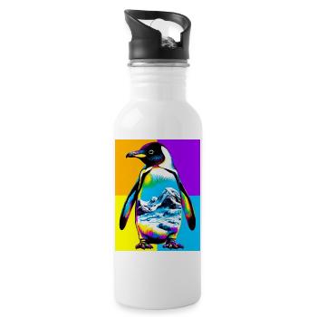 penguin - Water bottle with straw - white - Right