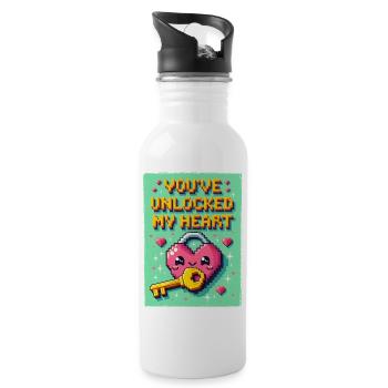 Tu as déverrouillé mon cœur - Pixel Herz - Gourde avec paille intégrée - blanc - Droite