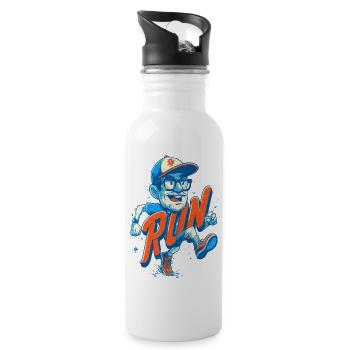 Funny runner with RUN lettering - Water bottle with straw - white - Right