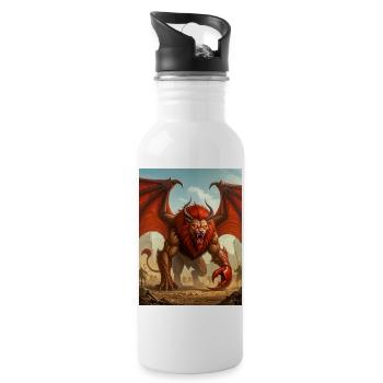 Manticore, lion-bodied desert predator - Water bottle with straw - white - Right