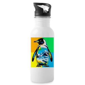 Pinguin - Trinkflasche mit integriertem Trinkhalm - Weiß - Rechts