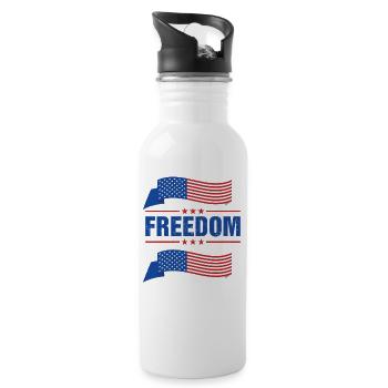 Stylish freedom flag motifs - Water bottle with straw - white - Right