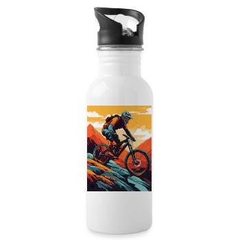 Cycliste à Montaña Aventurera - Gourde avec paille intégrée - blanc - Droite