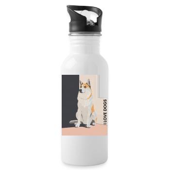 Joli portrait de chien avec un dicton affectueux - Gourde avec paille intégrée - blanc - Droite