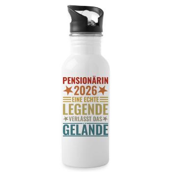 Pensionärin 2026 Eine Legende verlässt das Gelände - Trinkflasche mit integriertem Trinkhalm - Weiß - Rechts