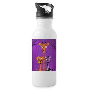 Gothic Animals Illustration on Violet Background - Water bottle with straw - white - Right