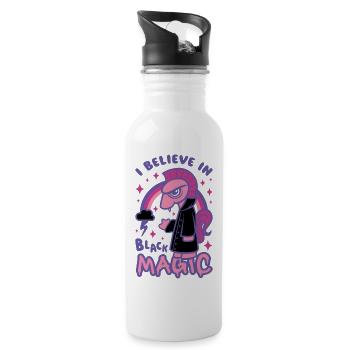 Grumpy Pink Pony Believes in Black Magic - Water bottle with straw - white - Right