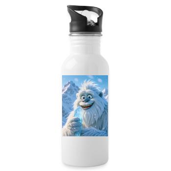 Verspielter Yeti, der riesige Eiszapfencreme isst - Trinkflasche mit integriertem Trinkhalm - Weiß - Rechts