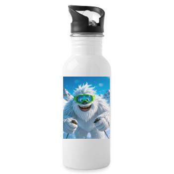 Giant Yeti skiing with green goggles joyfully - Water bottle with straw - white - Right