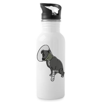 Entzückender verletzter Hund mit Verband und Kegel - Trinkflasche mit integriertem Trinkhalm - Weiß - Rechts