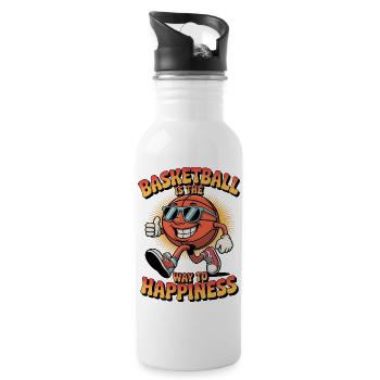 Basketball ist der Weg zum Glücklichsein Cartoon - Trinkflasche mit integriertem Trinkhalm - Weiß - Rechts