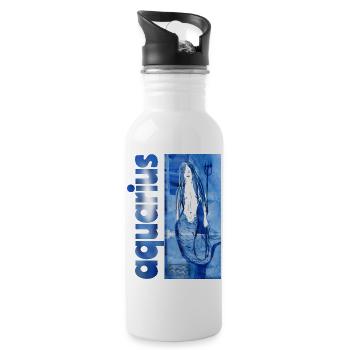 Zodiac sign Aquarius - Water bottle with straw - white - Right