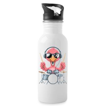 Batteur Flamingo avec casque - Gourde avec paille intégrée - blanc - Droite