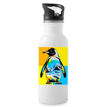penguin - Water bottle with straw - white - Right