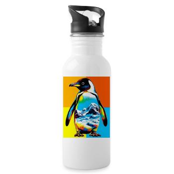 penguin - Water bottle with straw - white - Right