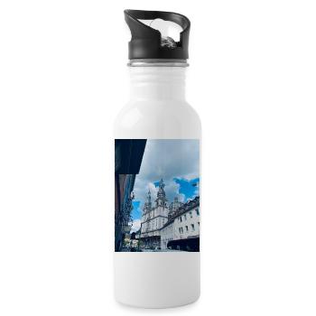 Architecture of the Cathedral in the Old Town - Water bottle with straw - white - Right