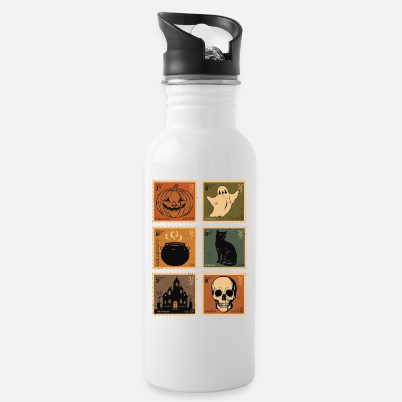 Vintage Halloween Monsters Declension - Water bottle with straw - white