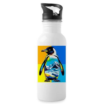 penguin - Water bottle with straw - white - Right