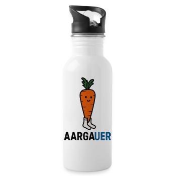 Lustiges Rüebli mit Socken - Nur für Aargauer - Trinkflasche mit integriertem Trinkhalm - Weiß - Rechts