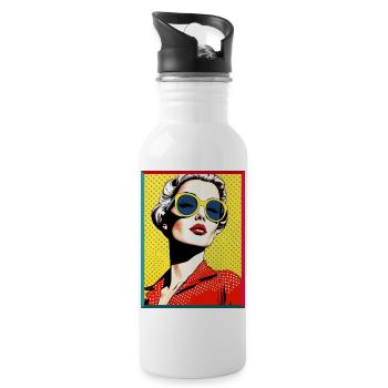 Pop Art Diva Jaune Lunettes de Soleil Mode Rétro - Gourde avec paille intégrée - blanc - Droite