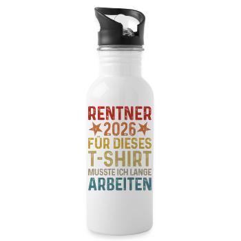 Retiree 2026 TShirt Retro Pension Gift Retirement - Water bottle with straw - white - Right