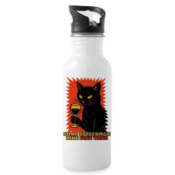 Motif drôle d’Halloween avec chat noir - Gourde avec paille intégrée - blanc - Droite