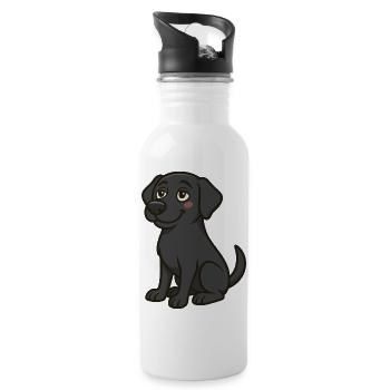 Labrador amoureux – Motif de chien mignon - Gourde avec paille intégrée - blanc - Droite