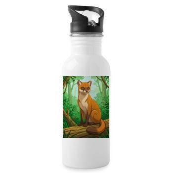 Fossa Elégante chasseresse de Madagascar, épurée, sile - Gourde avec paille intégrée - blanc - Droite