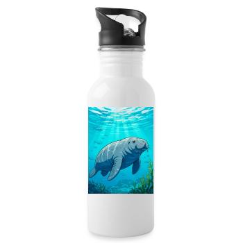 Gentle giant of calm waters, symbol of peace - Water bottle with straw - white - Right