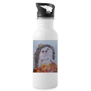 EG Hedgehog with Apple I Garden I Holiday I Autumn I Fun - Water bottle with straw - white - Right