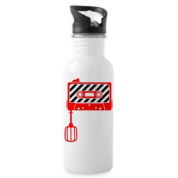 Mixtape vs. Mixer – Retro Musik Kult Design - Trinkflasche mit integriertem Trinkhalm - Weiß - Rechts