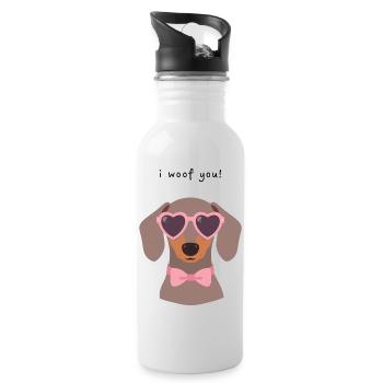 Teckel I Woof You Saint Valentin Design - Gourde avec paille intégrée - blanc - Droite