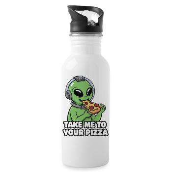 Amateur de pizza extraterrestre - Gourde avec paille intégrée - blanc - Droite