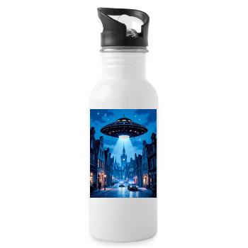 Belgian Wave – UFOs in the sky - Water bottle with straw - white - Right