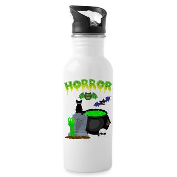 Grüner Hexenkessel Gruselnacht - Trinkflasche mit integriertem Trinkhalm - Weiß - Rechts