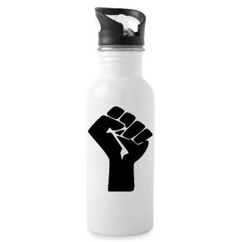 Widerstandsfaust - Das Zeichen sozialer Bewegungen - Trinkflasche mit integriertem Trinkhalm - Weiß - Rechts