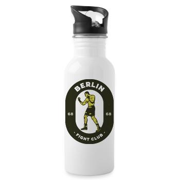 Berlin Fight Club Logo - Trinkflasche mit integriertem Trinkhalm - Weiß - Rechts