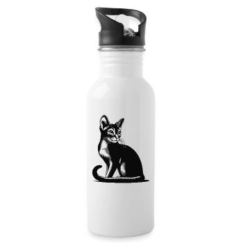 Design élégant de chat abyssin pour les fans de chats - Gourde avec paille intégrée - blanc - Droite