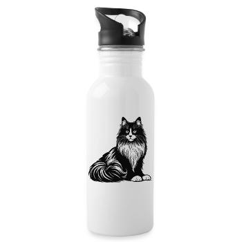 Norwegian Forest Cat – Wild and Beautiful - Water bottle with straw - white - Right