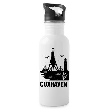 cuxhaven nordsee - Trinkflasche mit integriertem Trinkhalm - Weiß - Rechts