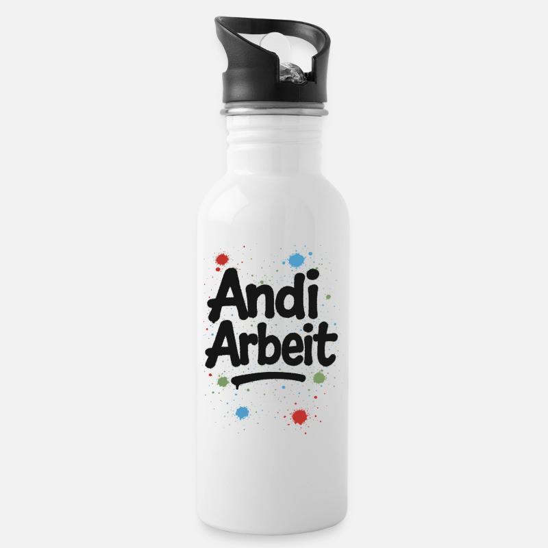 Andi-Arbeit-Andreas-Andrea-Andy-Spruch-Name-lus - Water bottle with straw - white