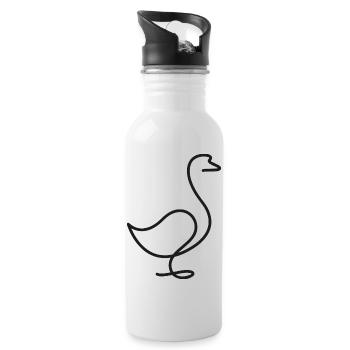 Duck or Goose Sketch – Minimalist Motif - Water bottle with straw - white - Right