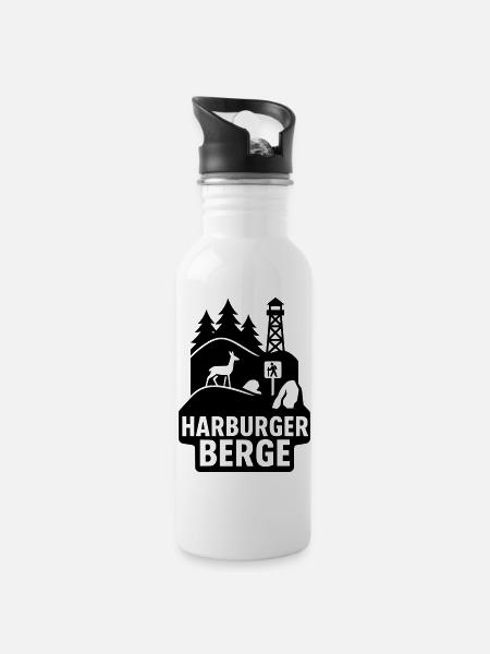 Harburger Berge - Trinkflasche mit integriertem Trinkhalm - Weiß
