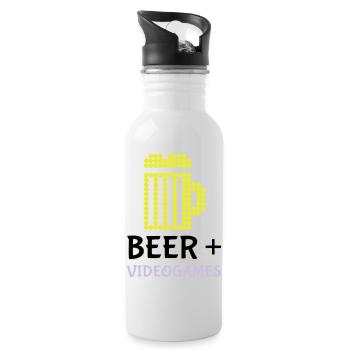 Pixel-Bier-Videospiele - Trinkflasche mit integriertem Trinkhalm - Weiß - Rechts