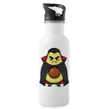Funny Halloween Avocado Vampire Cartoon Fun - Water bottle with straw - white - Right